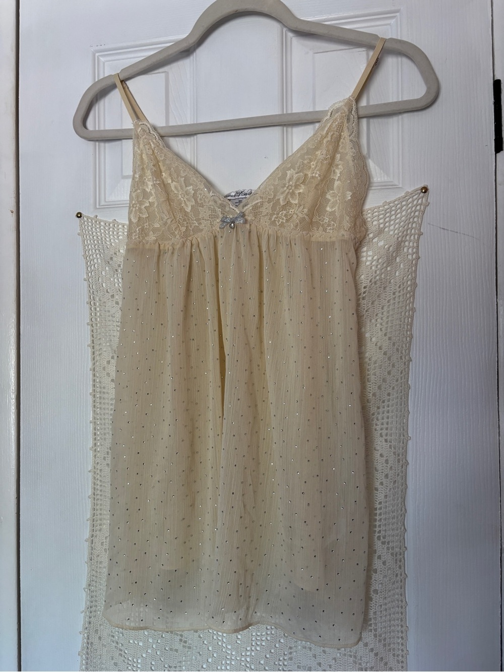 Sheer Lace Babydoll Chemise - Cream